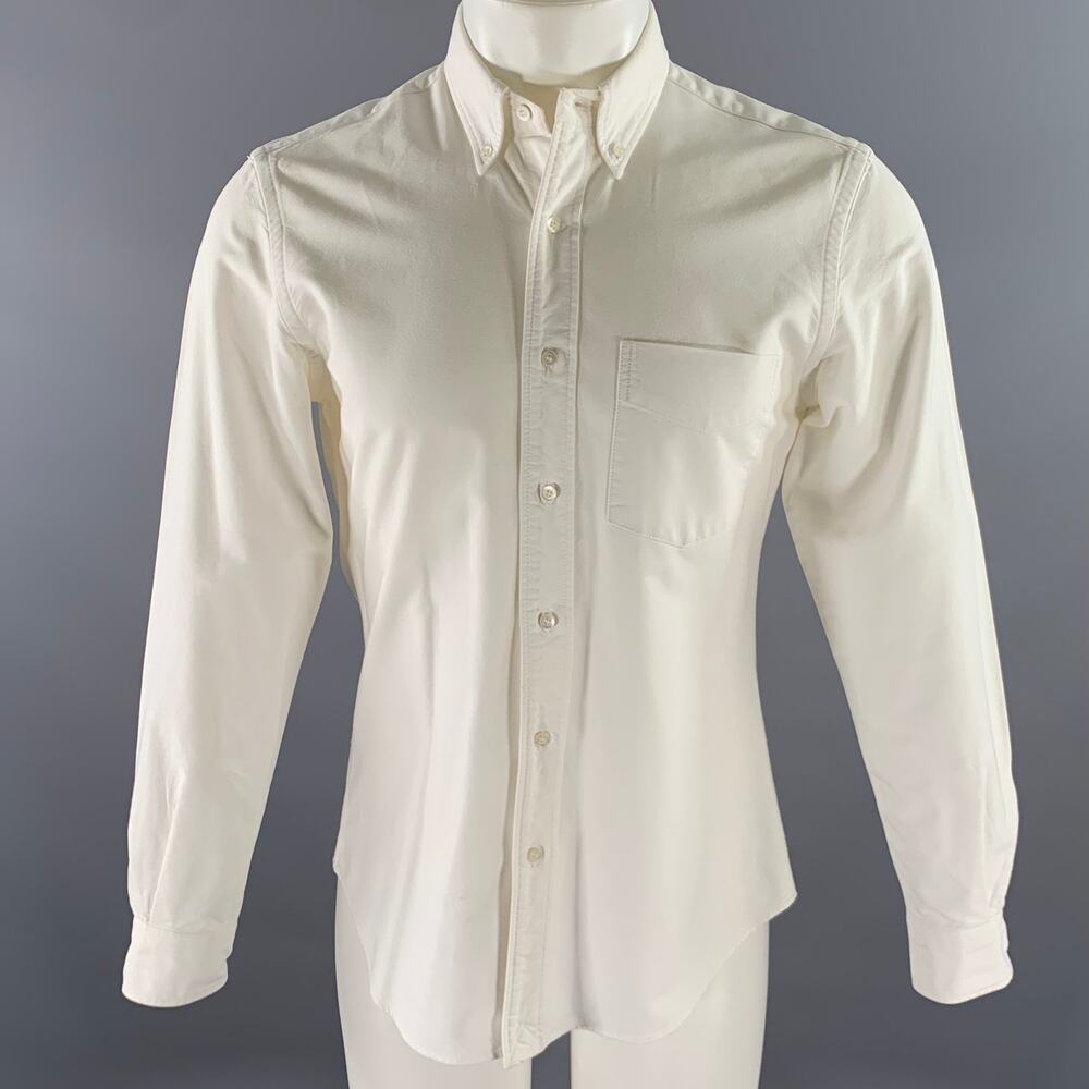 ASPESI Size S White Oxford Long Sleeve Shirt